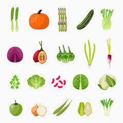 Vegetables organic and natural food collection vector illustration