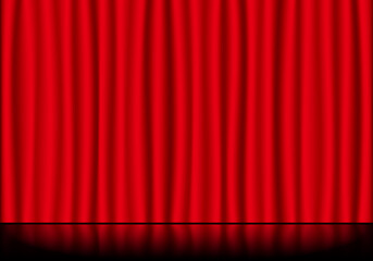 赤いステージカーテンと反射している舞台の壁紙