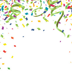 Saint Patrick's Day border with green four and tree leaf clovers on balloons background. Vector illustration. Party invitation design, typographic template. Lucky and success symbols