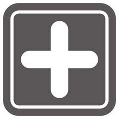 病院（十字）のシンプルなアイコン（黒色）