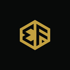 Initial letter EF hexagon logo design vector