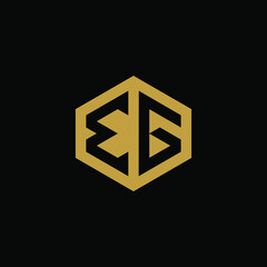 Initial letter EG hexagon logo design vector