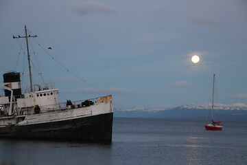 Full moon in Ushuaia, Tierra del Fuego.