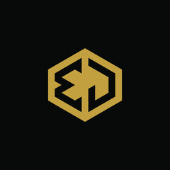 Initial letter EJ hexagon logo design vector