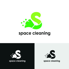 s initial letter combine with broom for cleaning service, house maintenance, repair, housecleaning, logo vector template concept