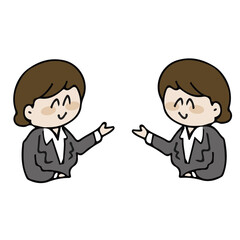 紹介　宣伝　女性　ビジネス　スーツ