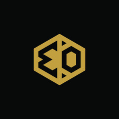 Initial letter EO hexagon logo design vector