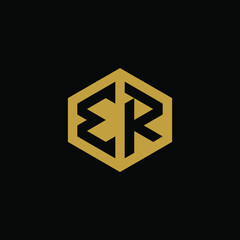 Initial letter ER hexagon logo design vector