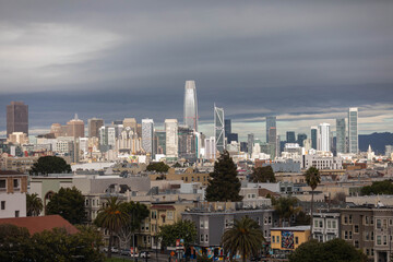 San Fran skyline with cloudy sky