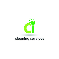 d initial letter combine with broom for cleaning service, house maintenance, repair, housecleaning, logo vector template concept