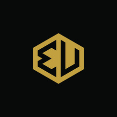 Initial letter EV hexagon logo design vector