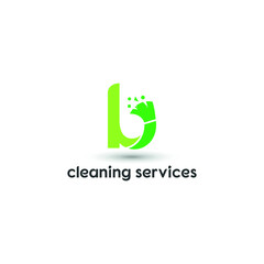 b initial letter combine with broom for cleaning service, house maintenance, repair, housecleaning, logo vector template concept