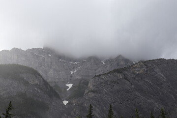 Mountain in Banff Covered with Clouds