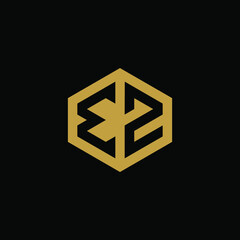 Initial letter EZ hexagon logo design vector