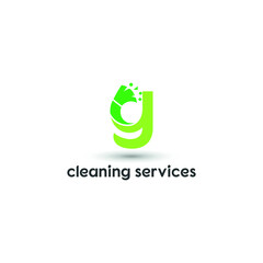 g initial letter combine with broom for cleaning service, house maintenance, repair, housecleaning, logo vector template concept