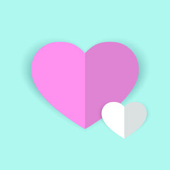 pink heart on a light blue background