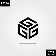 Initial G in box logo company, logo vector template design. Ready to use, easy for edit.