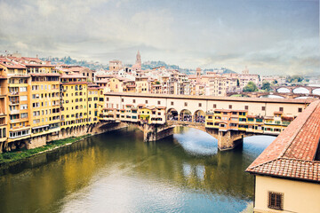Fototapeta na wymiar Florence cityscape over river.