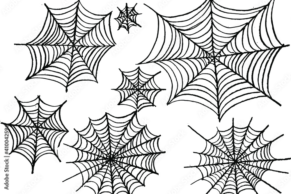 Wall mural hand-drawn with a simple pencil on a gray cardboard web of different sizes. imitation of a child's d