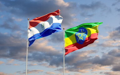 Flags of Paraguay and Ethiopia.