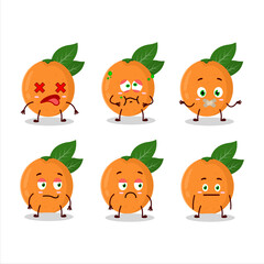 Grapefruit cartoon in character with nope expression