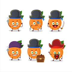 Cartoon character of grapefruit with various pirates emoticons