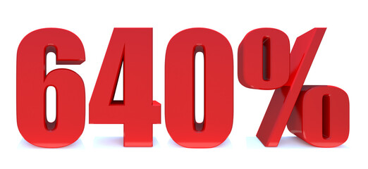 640 Percent off 3d Sign on White Background, Special Offer 640% Discount Tag, Sale Up to 640 Percent Off,big offer, Sale, Special Offer Label, Sticker, Tag, Banner, Advertising, offer. 