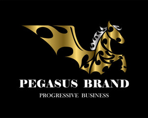 Line art vector of pegasus with front legs raised. Suitable for use as decoration or logo.