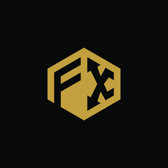 Initial letter FX hexagon logo design vector