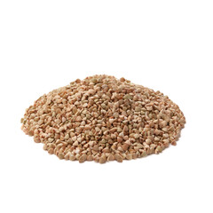 Green buckwheat seeds. White background. Isolated. close-up.