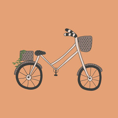 Fototapeta na wymiar Bike. Bicycle illustration. World car free day with bike and leaves