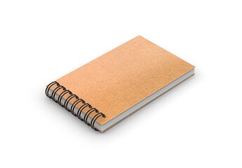 Blank cardboard notepad mockup for design and advertising. Sketchpad with spring and free copy space template on isolated white background. 3d illustration