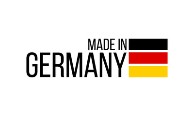 made in germany, vector logo with german flag
