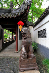Iron lion sculpture in Yu Garden, Shanghai, China