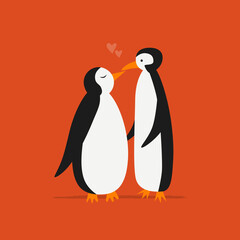 Funny Penguins in love. Sketch for your design