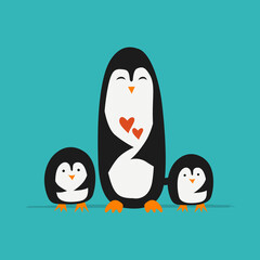 Funny Penguins family. Sketch for your design