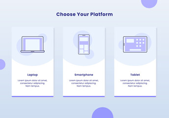 choose your platform laptop smartphone tablet icon set collection campaign for web website home homepage landingpage banner template flyer with outline style