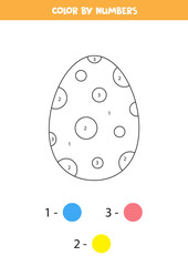 Color Easter egg by numbers. Easter themed worksheet.
