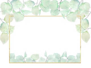 ボタニカル　水彩　植物　葉　フレーム　