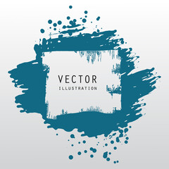 vector splats splashes and blobs of blue ink paint in different shapes drips