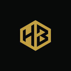 Initial letter HB hexagon logo design vector