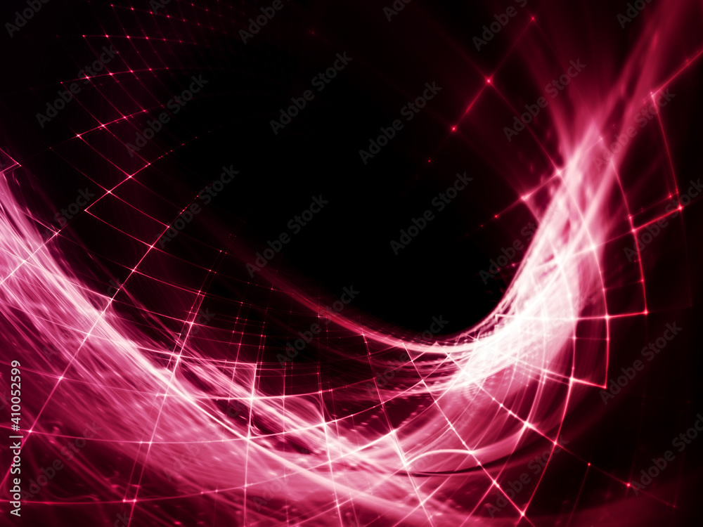 Fototapete Abstract red and black background. Detailed generative fractal graphics. Technology and science concept.