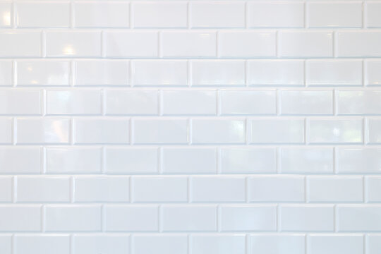 White ceramic brick tile wall,background.