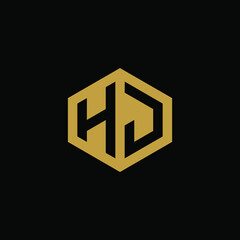 Initial letter HJ hexagon logo design vector