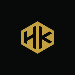 Initial letter HK hexagon logo design vector