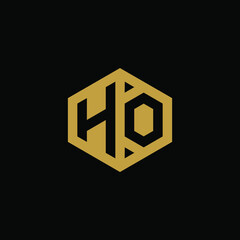 Initial letter HO hexagon logo design vector