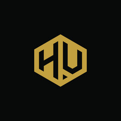 Initial letter HU hexagon logo design vector