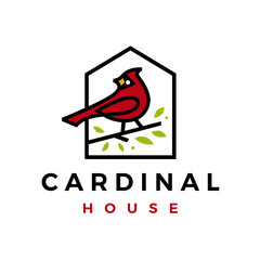 cardinal house home roof mortgage line color fill logo vector icon illustration