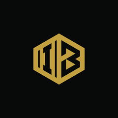 Initial letter IB hexagon logo design vector
