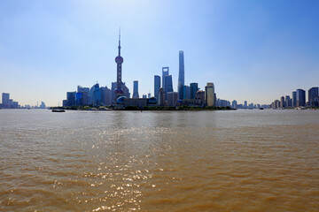 Shanghai Huangpu River bank architecture scenery, Shanghai, China